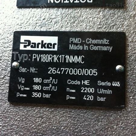 原装美国parker派克柱塞泵PV180系列PV180R1K1T1NMMC现货