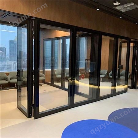 办公室移动隔断门 会议室折叠式活动隔断 舞蹈室镜面玻璃推拉屏风