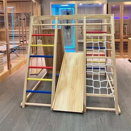 明世 幼儿园实木滑滑梯 多功能安全木质小孩子玩具