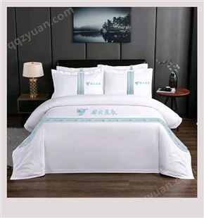 星级酒店床笠床单 纯白加密缎条宾馆民宿床品 加水洗标