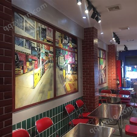 餐饮店装饰墙面壁画 人工手绘涂鸦 创意设计施工画