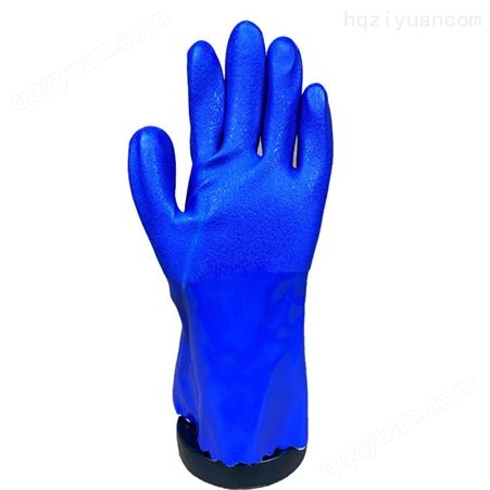 双峰泽瑞806耐油耐酸碱手套防水止滑耐磨浸塑磨砂蓝色PVC劳保手套